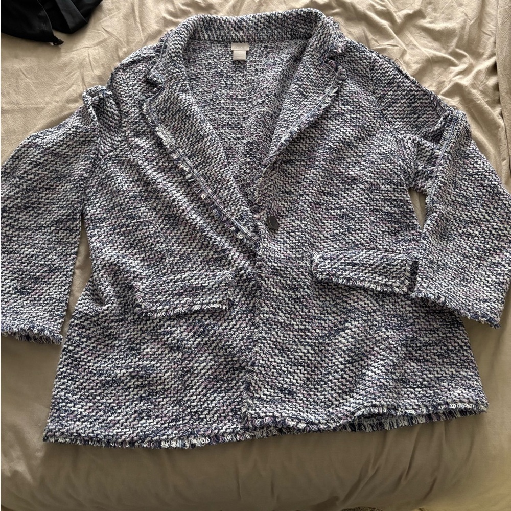 Chico's Textured Blue Blazer - Picture 3 of 3